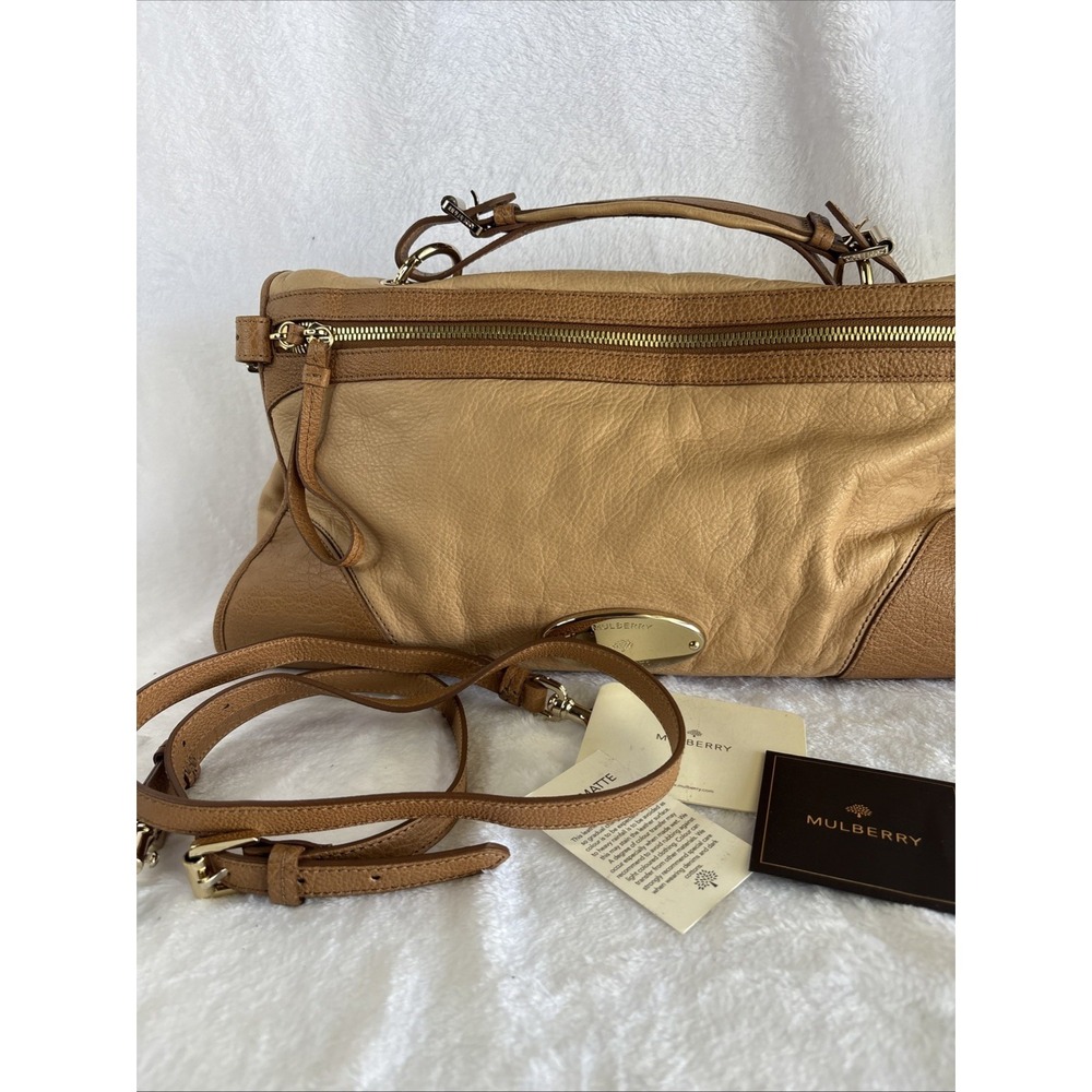MULBERRY Tan Leather Crossbody Bag Two Tone Top Handle Soft Leather